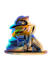 Load image into Gallery viewer, Flaming Tanker Holographic Sticker 4in
